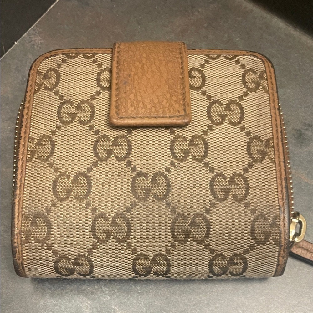 Gucci Tan and Brown Monogram Wallet
